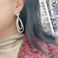 925 Silver Needle European Style Oval Earrings Luxurious Temperament Super