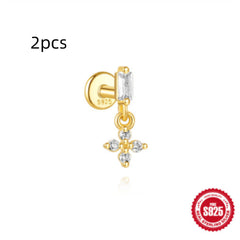 S925 Sterling Silver Water Drop Earrings Flat Spiral Puncture