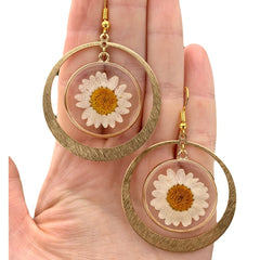 Real Embossed Gold Brass Earrings Hypoallergenic