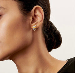 Light Luxury Round Colorful Earrings For Women With Full Diamond Embedding