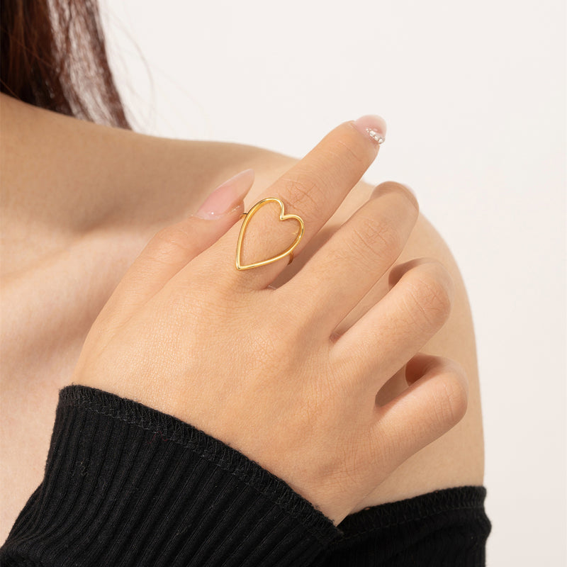 925 Sterling Silver Korean Ins High Sense Love Heart-shaped Ring Women