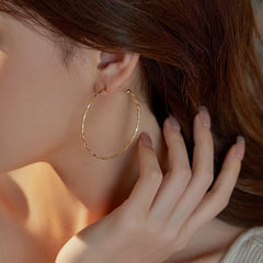 Two-tone Optional Simple Metal Big Circle Earrings Temperamental Minority