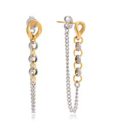 18K Gold Stainless Steel Gold And Silver Color Matching Chain Tassel Earrings