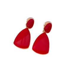 Ankela Red Water Drop Ear Clip Earrings