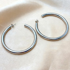 304 Stainless Steel Hollow C- Shaped Large Hoop Earrings