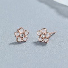 925 Sterling Silver Epoxy Flowers Five Petal Flower Ear Bone Stud
