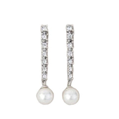 Sterling Silver Needle Zircon Pearl Earrings Fashion Senior Niche
