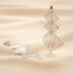 European And American Exaggerated Multi-layer Hollow Metal Wafer Earrings