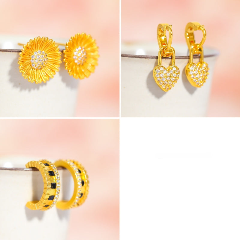 Love Heart Stud Earrings Women's Ins Style All-matching