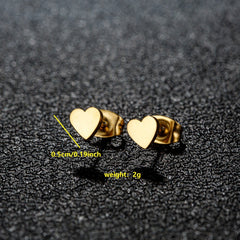 European And American All-matching Small Stainless Steel Geometric Heart-shaped Ear Studs