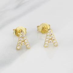 Ins European And American Diamond English Alphabet Letter Earrings