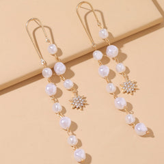 European And American Style Long Tassel Pearl Chain Earrings