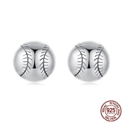 S925 Sterling Silver Baseball Stud Earrings