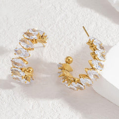 French Simple And Light Luxury Diamond Ring Women's Earrings