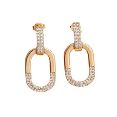 Oval Inlaid Zircon Ear Stud Necklace Female