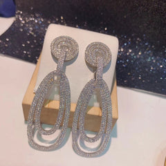 925 Silver Needle European Style Oval Earrings Luxurious Temperament Super