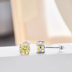 1CTX2 Lemon Yellow Moissanite Stud Earrings