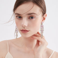 Colorful Zircon Temperament Prosperous Tassel Earrings