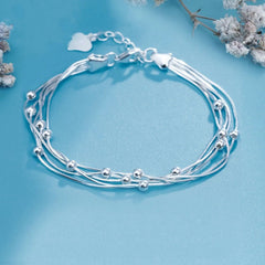 S925 Sterling Silver Multi-layer Ball Bracelet Women's Ins Style Niche