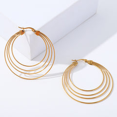 French Mosquito-repellent Incense Shape Stainless Steel Earrings Hoop Geometric And Gold