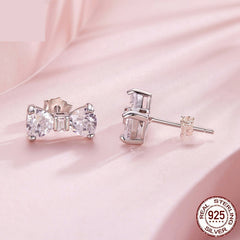 New Bow S925 Sterling Silver Stud Earrings For Women
