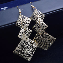 European And American Exaggerated Multi-layer Hollow Metal Wafer Earrings