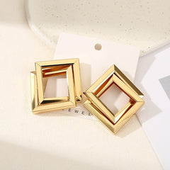 Metal Simplicity Rhombus Earrings Face Slimming