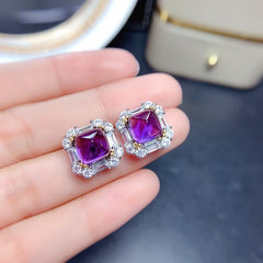 Amethyst Suit Female Crystal Clean Fire Burst Flash Silver Inlaid Light Luxury Style