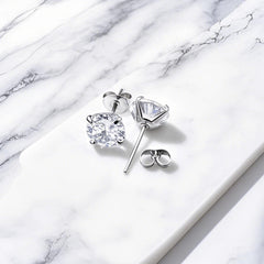 Butterfly Clasp Four-claw Inlaid Zircon Ear Studs