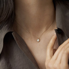 S925 Silver Plating 14K Gold Jelly Opal Pendant Necklace