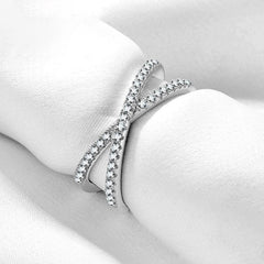 S925 Sterling Silver Female Ring Double Row Diamond Zircon