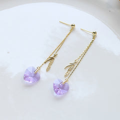 Transparent Crystal Love Long Fringe Earrings