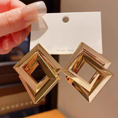Metal Simplicity Rhombus Earrings Face Slimming
