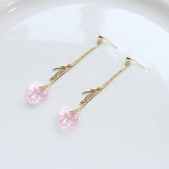 Transparent Crystal Love Long Fringe Earrings