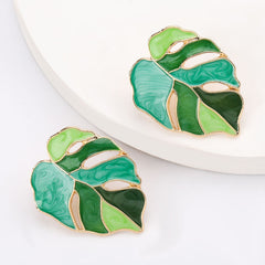 Alloy Dripping Leaf-shaped Earring Girlish Heart Ear Studs