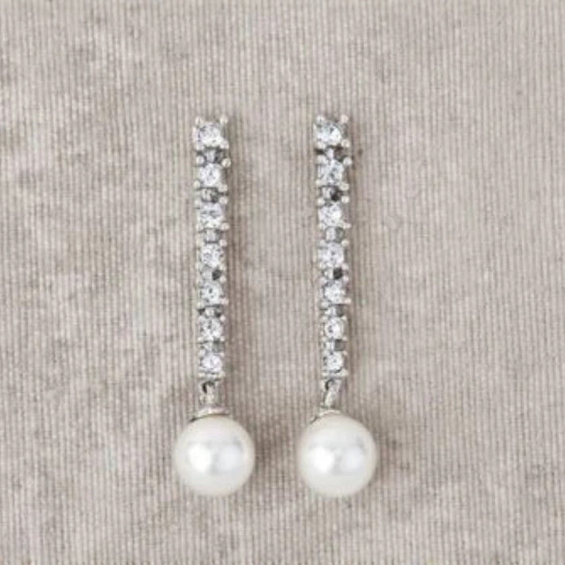 Sterling Silver Needle Zircon Pearl Earrings Fashion Senior Niche