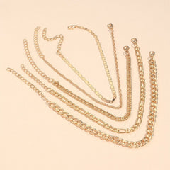 Simple Graceful Metal Chain Retro Creative Snake Chain Anklet Five-piece Set