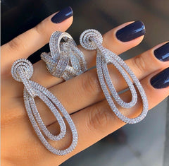 925 Silver Needle European Style Oval Earrings Luxurious Temperament Super