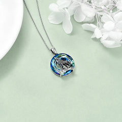 Sterling Silver Viking Wolf Earrings Necklace Jewelry with Crystal