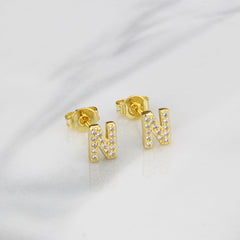 Ins European And American Diamond English Alphabet Letter Earrings