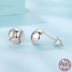 S925 Sterling Silver Baseball Stud Earrings