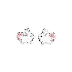 New Girly Girl Sweet White Rabbit Girlish Heart Ear Studs
