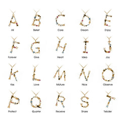 English Letter Necklace Female Colorful Crystals Gem S925 Pure