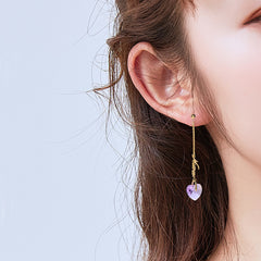 Transparent Crystal Love Long Fringe Earrings