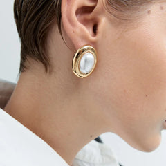 Stainless Steel Vintage Pearl Ear Studs Women's Earrings Do Not Fade