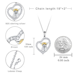 Highland Cow Necklace 925 Sterling Silver Heart Animal Necklace Animal Jewelry Gifts for Women Girls Daughter