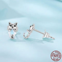 S925 Sterling Silver XINGX Cat Stud Earrings