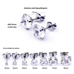Butterfly Clasp Four-claw Inlaid Zircon Ear Studs