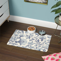 Floral Pet Food Mat for Stylish Dining, Dog Dish Mat, Cat Feeding Pad, Washable Pet Area Rug, Decorative Pet Accessories