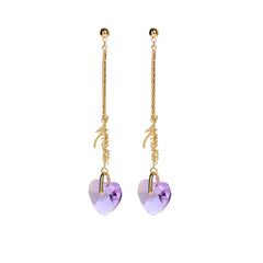 Transparent Crystal Love Long Fringe Earrings